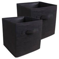 清新可折疊不織布收納箱, 2個, 黑色