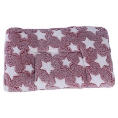 旺生活 法蘭絨加厚雙面毛毯寵物睡墊 紅粉星星, 1個, 粉色