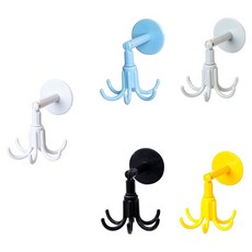 Realpicky 360度旋轉六角形黏貼式掛鉤5件組, 1套, 白色, 灰色, 黃色, 黑色, 藍色