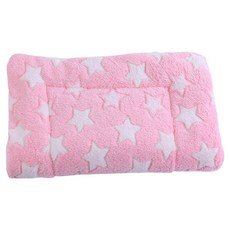 旺生活 法蘭絨加厚雙面毛毯寵物睡墊, 1個, 粉色星星