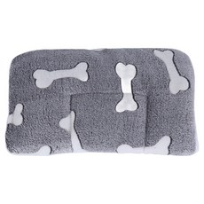 旺生活 法蘭絨加厚雙面毛毯寵物睡墊, 1個, 灰色骨頭