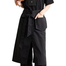 soonZAM 高實用性開衩設計圍裙 80 x 72 cm, 黑色, 1個