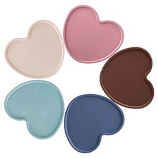플라이토 플라이토 실리콘 하트 컵받침 5종, 아이보리, 인디핑크, 민트, 마린블루, 브라운, 1세트