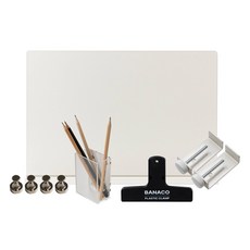 바나코 이지 클램프 데스크 파티션 + 클램프 집게 + 아크릴 펜꽃이 S + 마그네틱 기본핀 4p 세트, 블랙(집게)