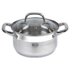 Resto Libra 電磁爐適用全不鏽鋼雙耳湯鍋 92004, 銀色, 1個, 22cm