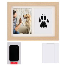 KODACHIEF寵物腳印手印光亮立式相框相框 黑色印章+印章紙 2入組, 1套, 1.木色