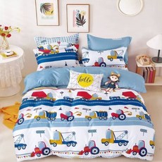 台灣 AGAPE 100%舒柔棉 MIT台灣製造 薄被套, 工程車世界