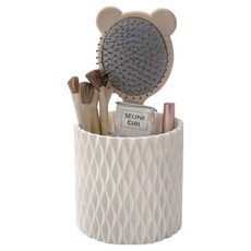 디오셀 웨이브패턴 인테리어 브러쉬 스탠드 케이스, 화이트, 1개