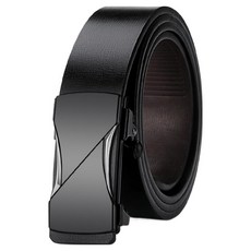本革職人 真皮男仕極簡薄型金屬霧感免鑽孔伸縮自動扣皮帶 弧型立體曲線款