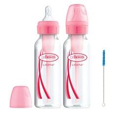 닥터브라운 내로우넥 옵션스 플러스 PP 젖병 세트, 핑크, 250ml, 2개