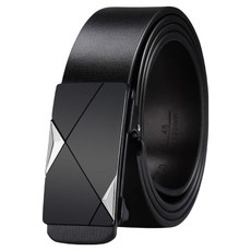 本革職人 真皮男仕極簡薄型金屬霧感免鑽孔伸縮自動扣皮帶 交錯立體凸面 黑霧款