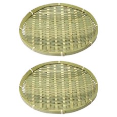 Market Pio竹製圓形篩子籃子型3, 2個, 混色