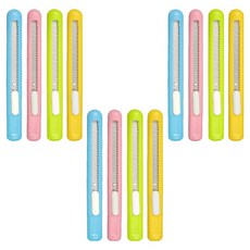 M&G STATIONERY 晨光文具 筆型多功能美工刀 萬用美工刀 4款 x 3入組, 1套, 粉紅色, 黃色, 淺綠色, 藍色