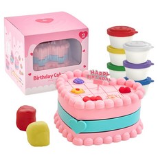 리틀클라우드 클레이 놀이 생일 케이크팩 장난감 세트, 혼합색상, 240g, 1세트