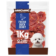 왕왕 강아지 프리미엄 대용량 오리링 간식, 1kg, 1개, 오리맛