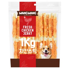 왕왕 강아지 프리미엄 대용량 치킨스틱껌 간식, 1kg, 1개, 닭고기맛