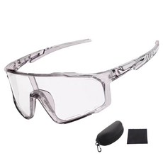 Koridri 自行車防風護目鏡 安全眼鏡 + 眼鏡盒 + 眼鏡布組合, 1套, 灰色