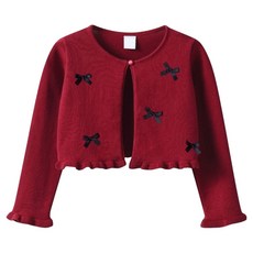 EYOUMONG 兒童Floen短版蝴蝶結長袖開襟衫