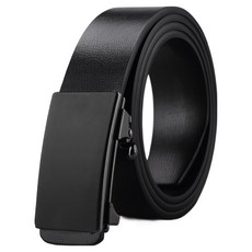 本革職人 男仕極簡薄型金屬霧感免鑽孔伸縮自動扣真皮皮帶 簡約黑霧款