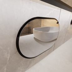 Maadeu 黏貼式一般簡約壓克力鏡 長橢圓形 M, 黑色