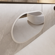 Maadeu 黏貼式硬化塗層簡約壓克力鏡 長橢圓形 M, 白色