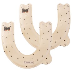 오엔리빙 사계절용 U자형 변기 시트 쿠션 커버 손잡이, 베이지, 2개