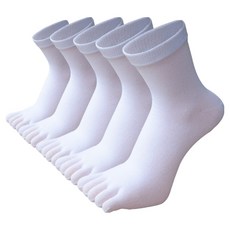 Comfyk男款基本款棉質中筒五趾襪 5雙組, 1組, 白色