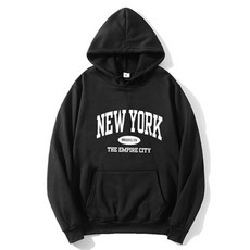 구디프 남녀공용 루즈핏 뉴욕 레터링 데일리 후드티