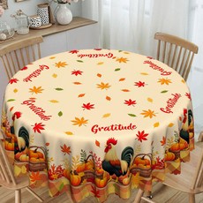Treova 漂亮圓形桌布, 1個, 152 x 152 cm, 公雞 楓葉 南瓜