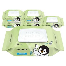 SUPER DADDY The Clean Mr.Peng濕紙巾 蓋型, 60g, 60張, 6包