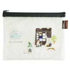 Sunny 三瑩文具 好事生活 彩印透明網格袋 SBG-346A B6 商店, 1個, 黑色