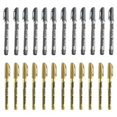 M&G 水性金屬麥克筆 銀色 12支 + 金色 12支 套組, 1套, 2色