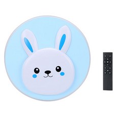 WONHA IS 圓形兔子A角色 LED 60W 三色變換 無頻閃吸頂燈 + 遙控器組, 藍色