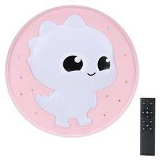 WONHA IS 圓形恐龍卡通 LED 60W 三色變換 無頻閃吸頂燈 + 遙控器組, 粉紅色