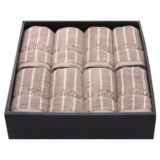 LAURA ASHLEY New Classic 60支紗毛巾 180g 8入 + 盒裝組, 條紋棕色, 1套