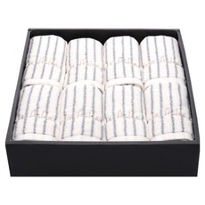 LAURA ASHLEY New Classic 60支紗毛巾 8入 + 盒裝組, 條紋灰藍色, 1套