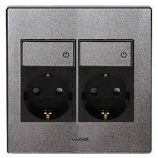 nano Art2 簡約附開關2孔插座 珍珠灰, 1個