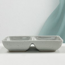 Pawuloseu苦瓜陶瓷純粹雙醬料碗, 1個, 白瓷