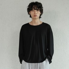 PLAYS 男士U領寬鬆版型絲光棉長袖T恤