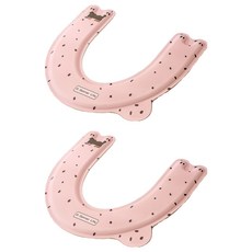 오엔리빙 사계절용 U자형 변기 시트 쿠션 커버 손잡이 2p 세트, 핑크, 1세트