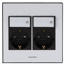 nano 電氣 Art2 簡約開關 2孔插座 黑色, 1個