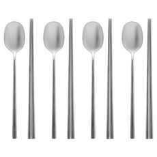 KOSTICK Jtable 優質316不鏽鋼 The Dalkom 甜美餐具4人組, 銀色, 1套, 湯匙 4p + 筷子 4p