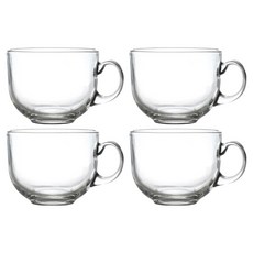 大容量透明玻璃麥片優格馬克杯 460ml, 4個, 透明