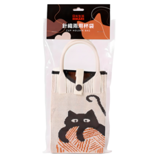 HIKARI 日光生活 針織兩用杯袋 S310-2, 1個, 毛線貓咪 米色