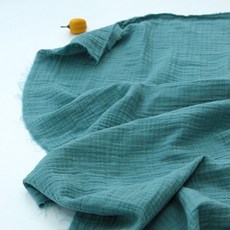 Lily Fabric 可愛素色雙層紗柔軟夏季布料, 深藍綠色