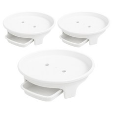 sixfarmers 堅固優質抽屜式接水盤型圓形花盆底盤, 3個, 白色 小