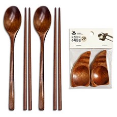 영수산업카멜 옻칠 수저 + 수저받침 2인 세트, 우드, 1세트, 숟가락 2p + 젓가락 2벌 + 수저받침 2p
