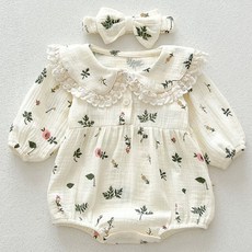 스타도어 플라워 카라 긴팔수트 + 헤어밴드 세트