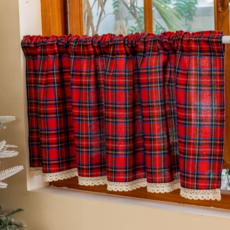 Lala Day 短版半窗簾, 紅黑格紋