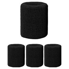 Ourworks 聚酯纖維吸汗運動護腕, 黑色, 4個